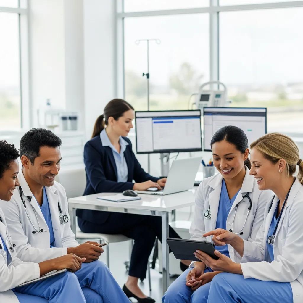 Clinic staff and outsourced billing partner collaborating on revenue cycle