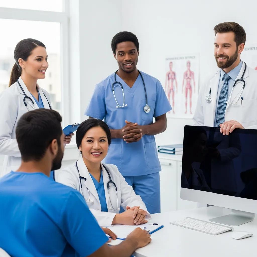 Healthcare professionals collaborating in a medical office about outsourced billing services
