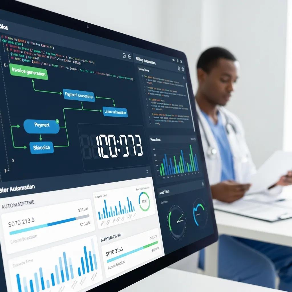 Close-up of automated billing processes in a medical office