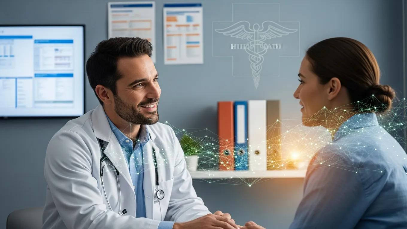 Healthcare professional interacting with a patient, emphasizing trust and safety in medical credentialing