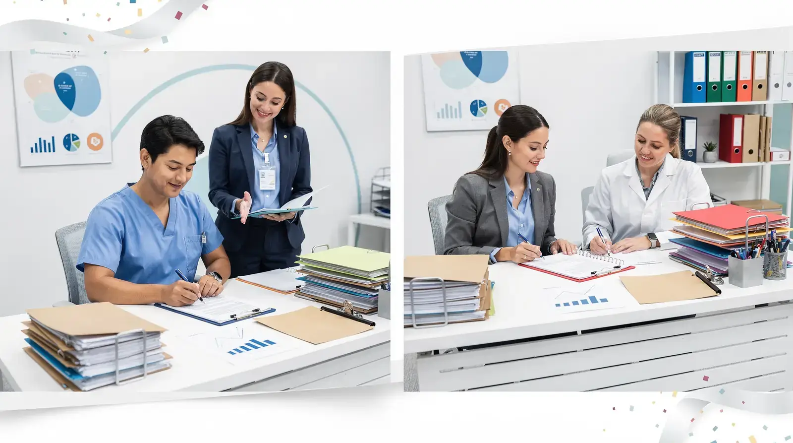 The process begins with an application covering personal details, education, training, and work history.; Document