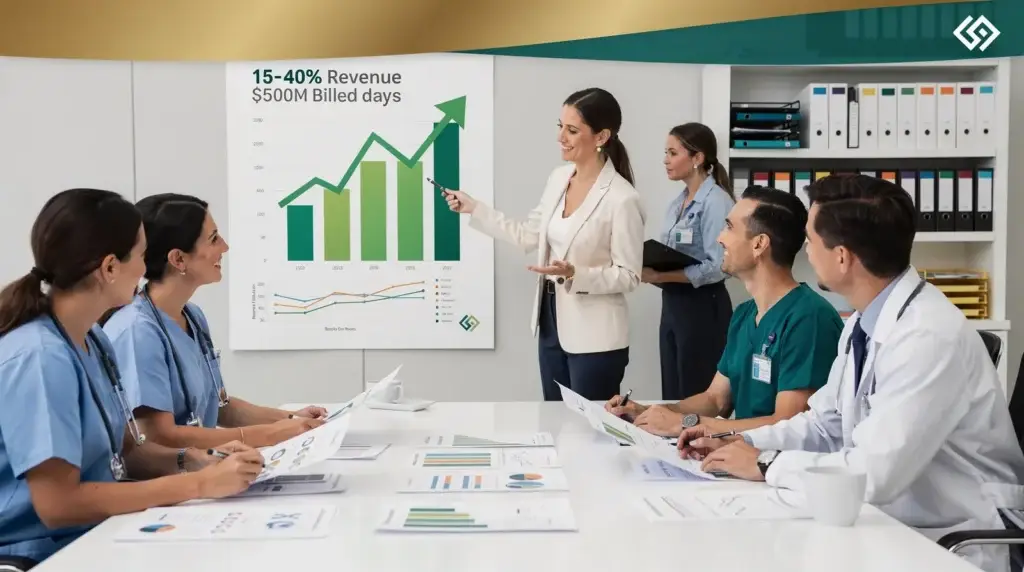 Clients partnering with PracticeForces see a 15-40% revenue increase within the first 90 days.; PracticeForces